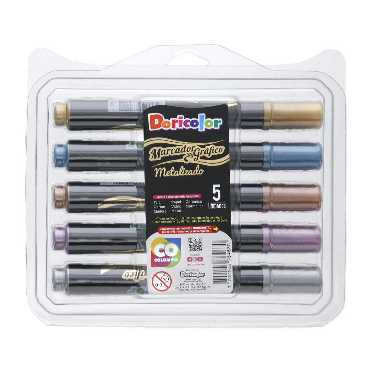 Doricolor - Estuche Marcador Metalizado Surtido x 5 uds