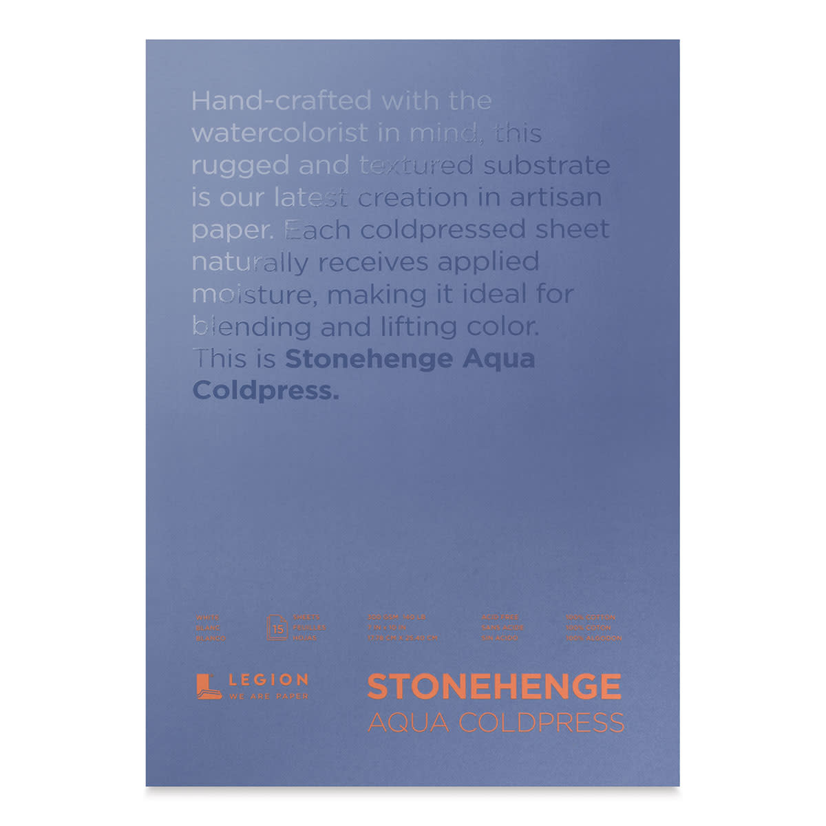 Legion Stonehenge Aqua Watercolor Block - Cold Press, 7" x 10", 140 lb, 15 Sheets