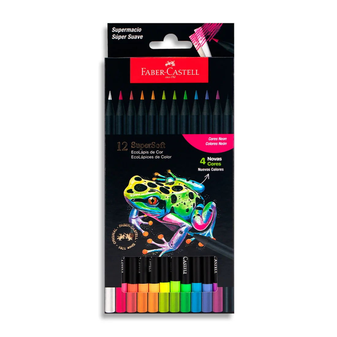 Faber-Castell - Crayón de Madera Supersoft 12 Col. Neón