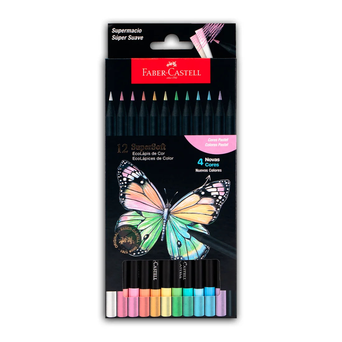 Faber-Castell - Crayón de Madera Supersoft 12 Col. Pastel
