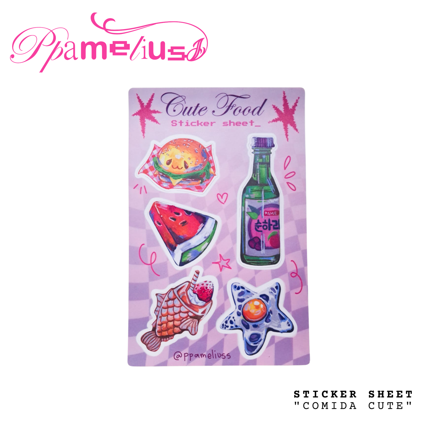 Ppameliuss - Sticker sheet media carta 5.5¨ x 8.5¨ - "comida cute"