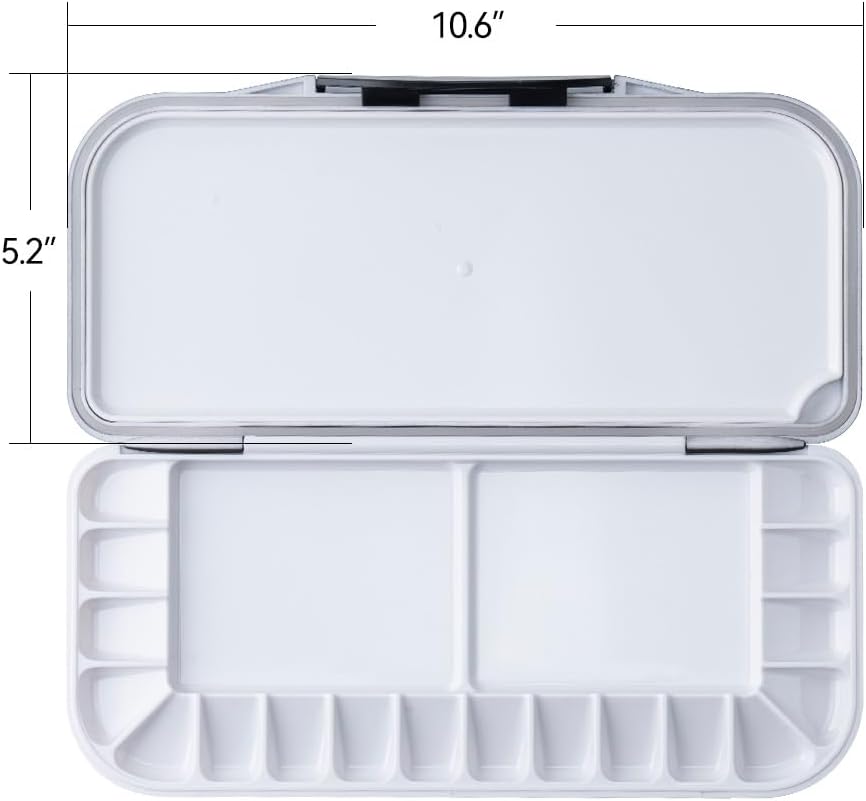 Paleta de acuarela plegable con tapa, 18 pozos, 2 áreas de mezcla y 1 bandeja de mezcla grande, también para paleta de pintura acrílica Gouache rosa metálico