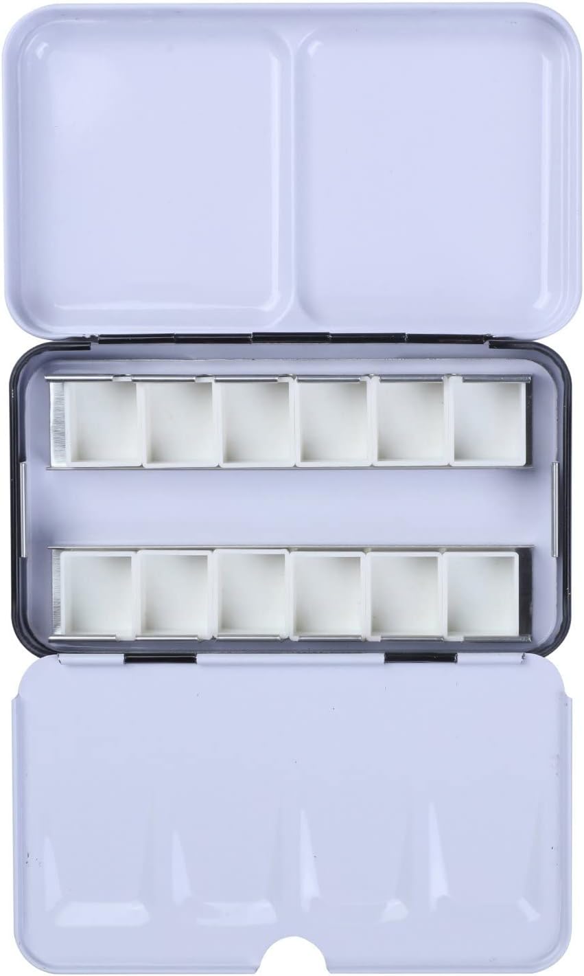 MEEDEN Paleta de pintura de acuarela vacía: paleta de colores de agua de viaje con 14 medias sartenes - Caja de lata portátil de paleta de metal (negro) KEEPLIVINGFASTER