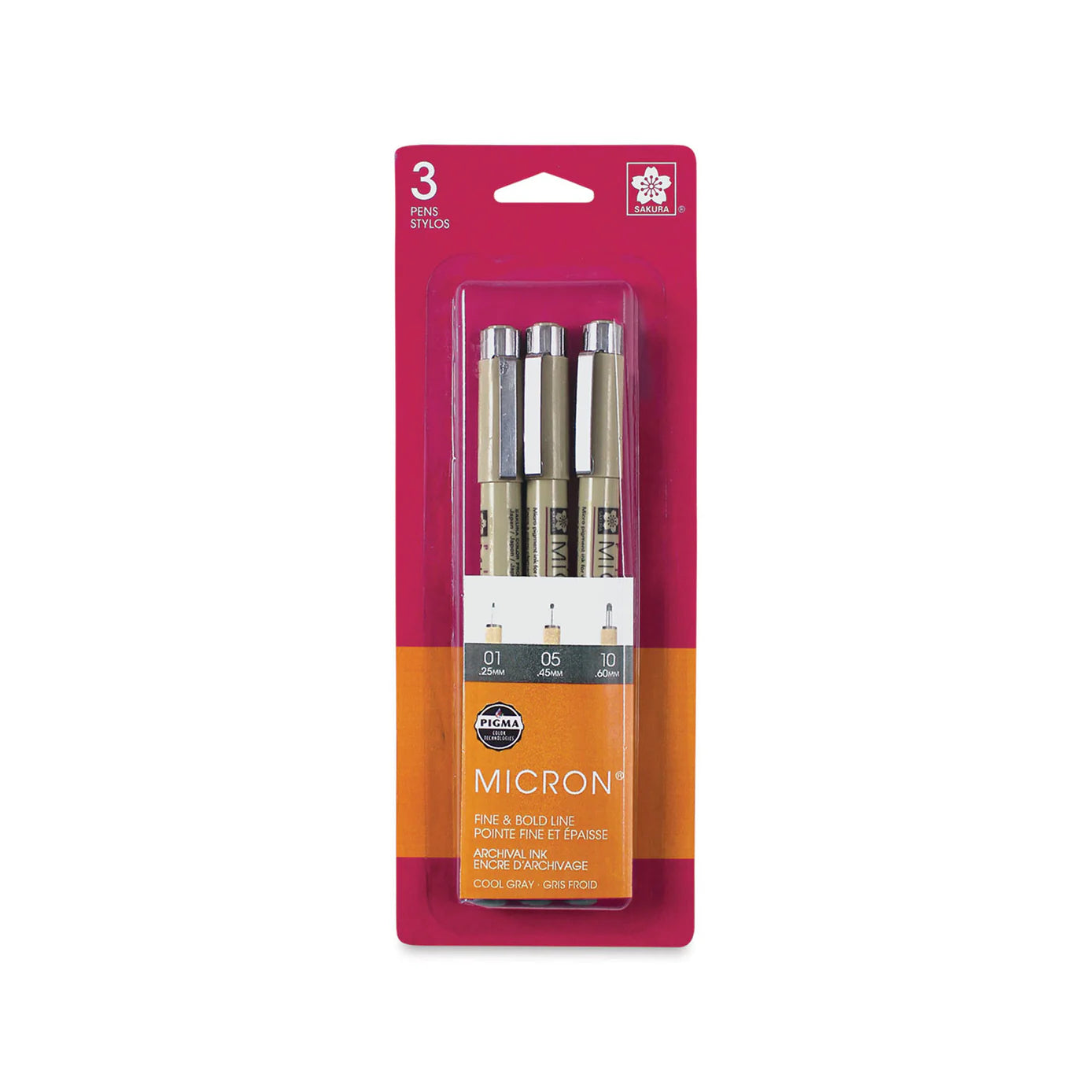 Sakura Pigma Micron - Juego de 3 bolígrafos, color gris frío