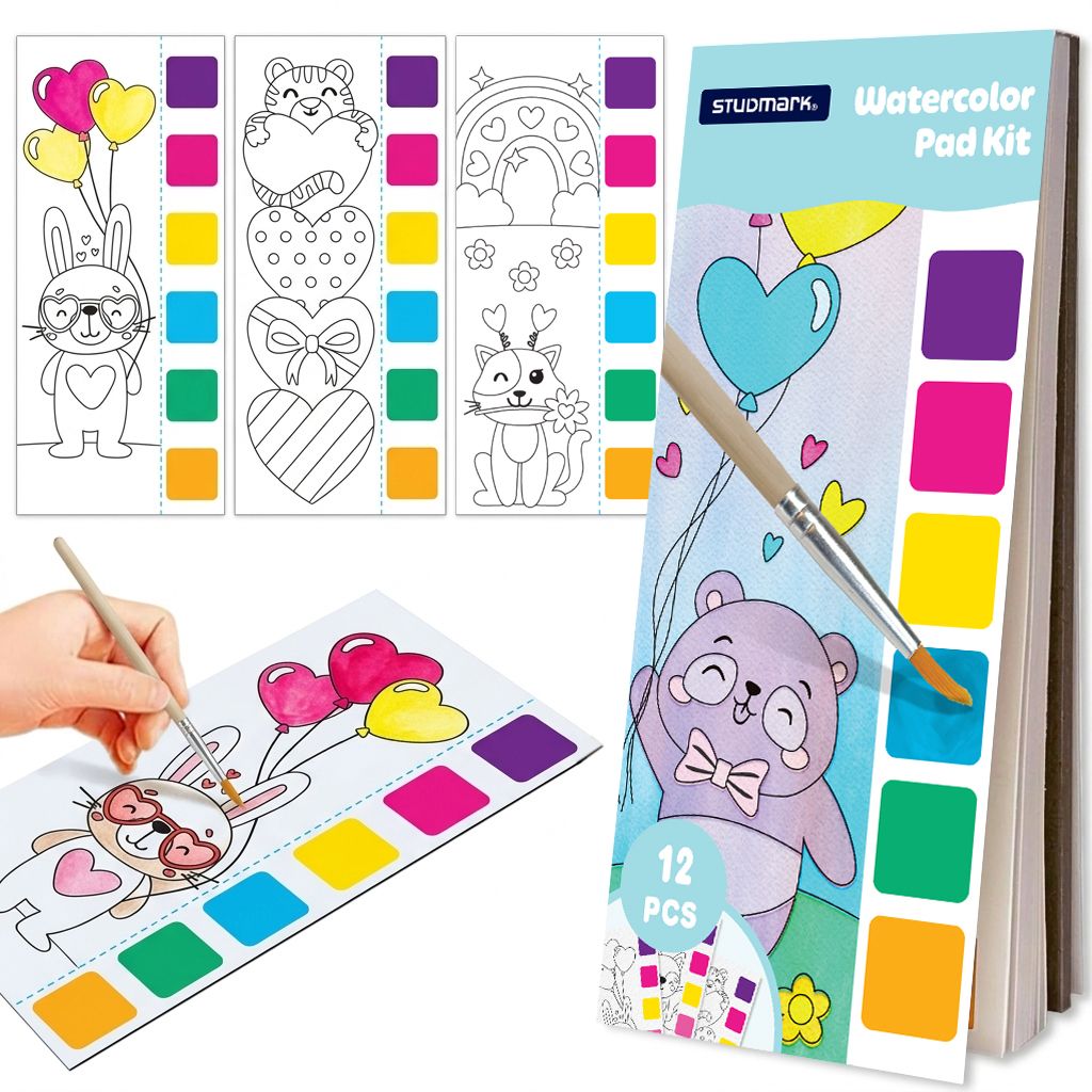 Studmark - Watercolor Pad Kit 8 diseños 7.5 x 3.5 cm