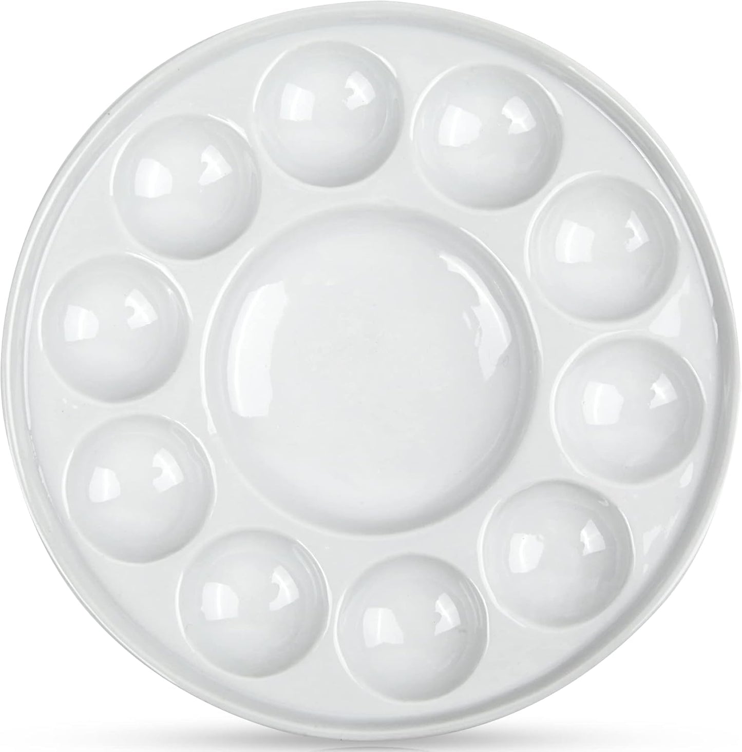 Paleta de cerámica para artistas, paleta de pintura de acuarela de porcelana redonda de 11 pozos para acuarela gouache pintura al óleo acrílica, 7 pulgadas