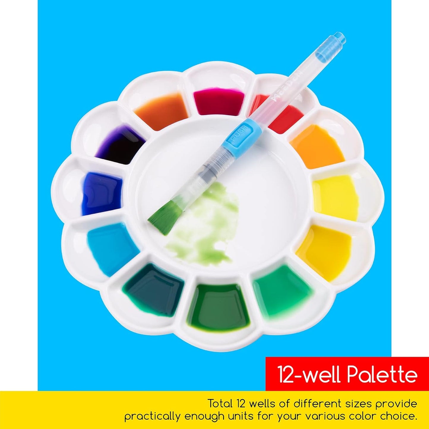 RESERVA - Paleta de pintura de cerámica de 12 pozos, bandeja de porcelana, paleta de mezcla de acuarela para artistas, redonda, 7.9 x 7.9 x 0.79