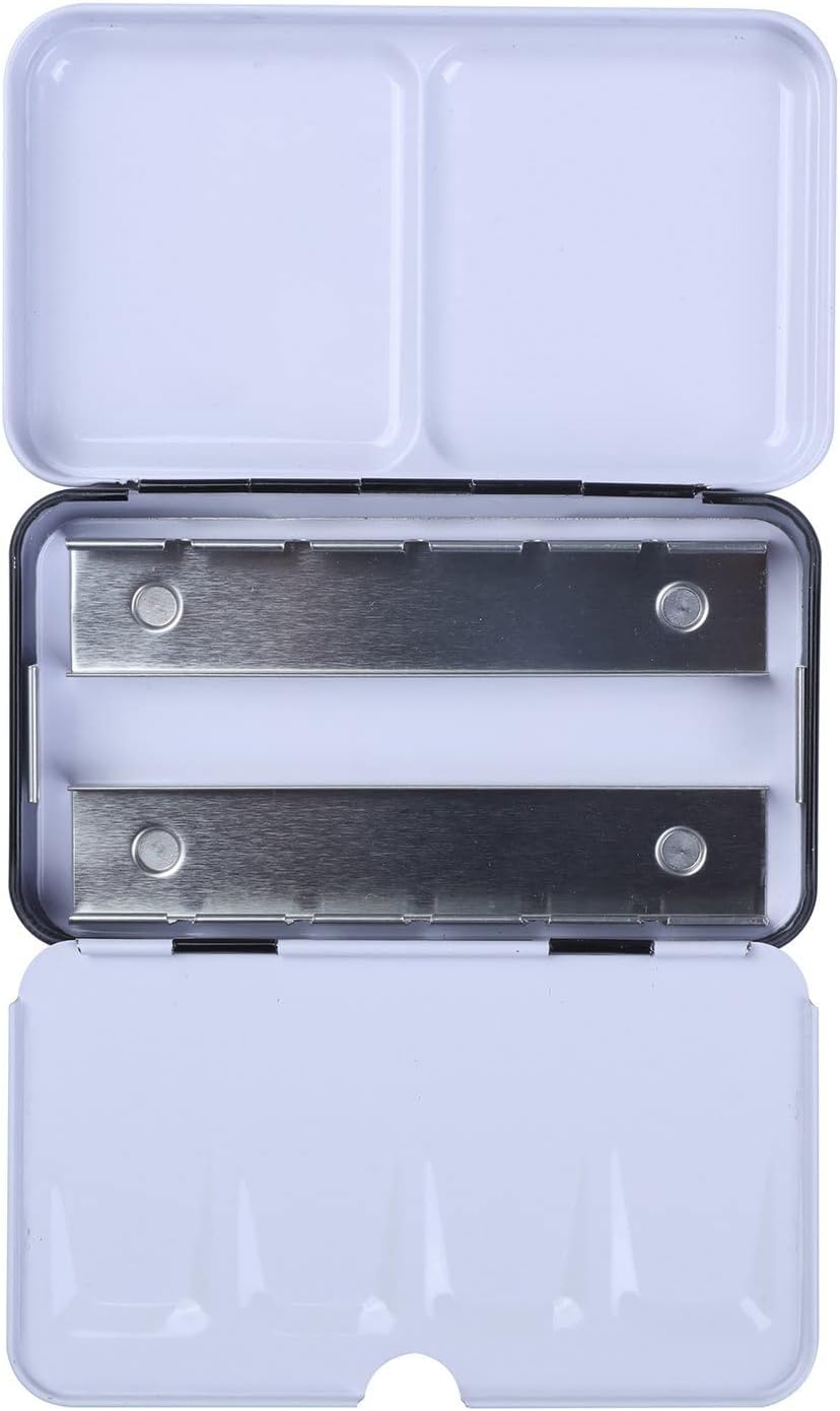MEEDEN Paleta de pintura de acuarela vacía: paleta de colores de agua de viaje con 14 medias sartenes - Caja de lata portátil de paleta de metal (negro) KEEPLIVINGFASTER