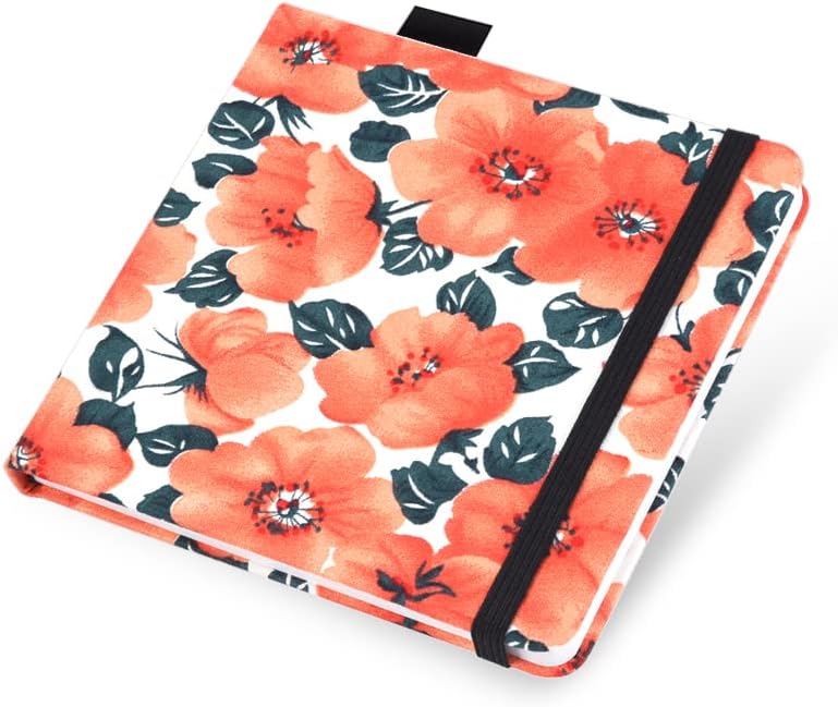 Cuaderno de bocetos de acuarela, cuaderno cuadrado portátil de tela de 5 x 5 pulgadas, 20 hojas de papel de dibujo texturizado de acuarela, cuaderno de bocetos de papel de arte de 300 GSM, flor