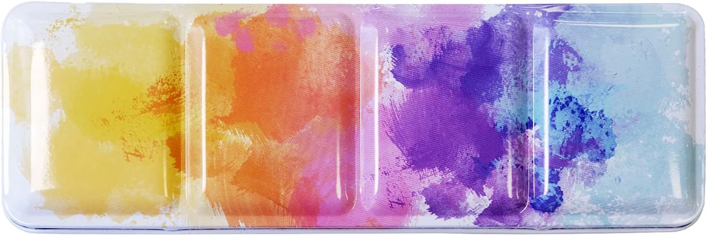MEEDEN Caja de lata vacía de acuarela, caja de pintura de paleta, lata mediana con 26 piezas de medias bandejas KEEPLIVINGFASTER