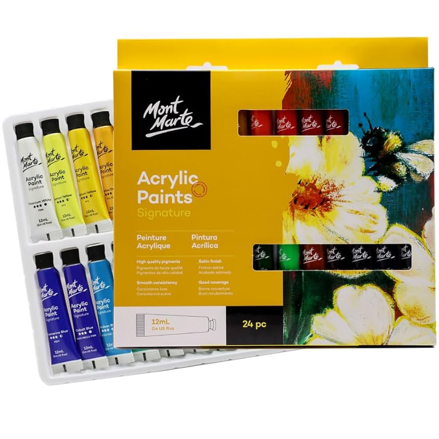 Mont Marte - Juego de pintura acrílica, 24 colores, 0.4 fl oz