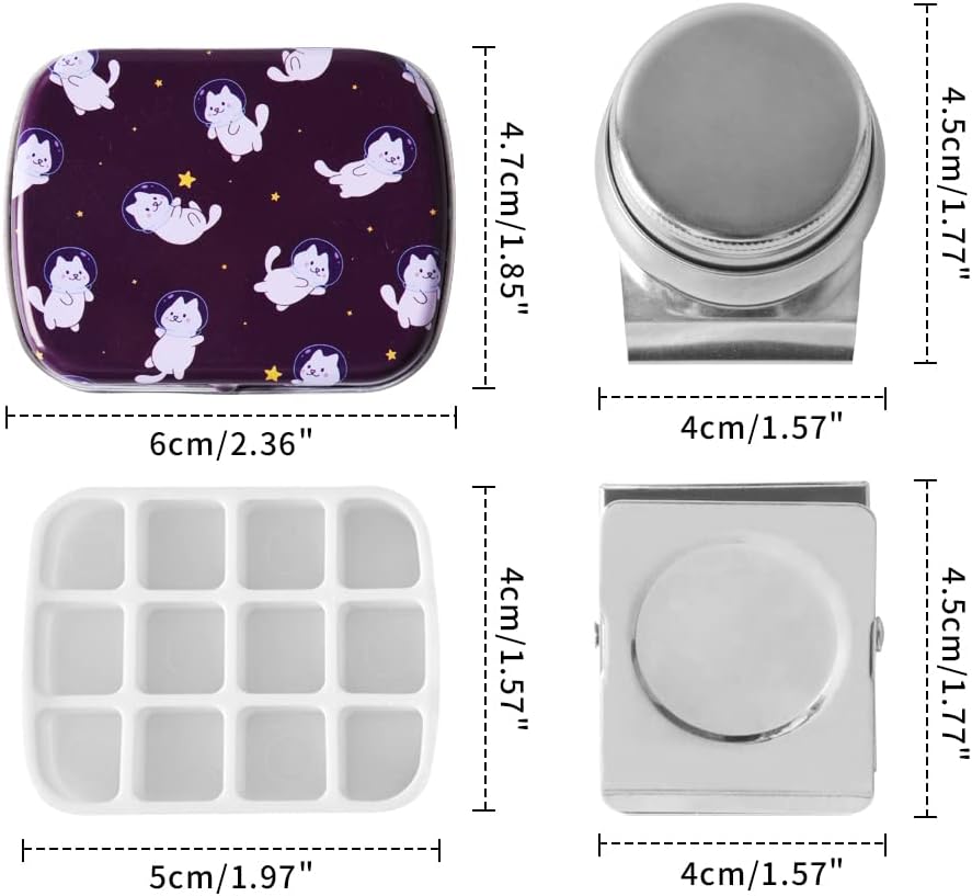 Mini caja de lata portátil de 12 pozos vacía paleta de acuarela bandeja de mezcla es un pequeño kit de viaje de almacenamiento con clip magnético y olla de aceite, por lo que es perfecto para bocetos al aire libre y pintura de bricolaje. KEEPLIVINGFASTER