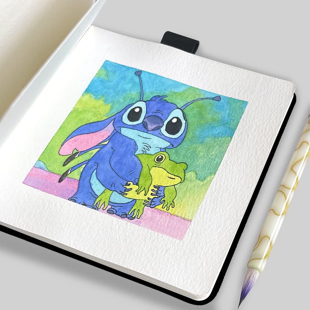 Cuaderno de bocetos de acuarela, cuaderno cuadrado portátil de tela de 5 x 5 pulgadas, 20 hojas de papel de dibujo texturizado de acuarela, cuaderno de bocetos de papel de arte de 10.58 oz/m². Ola
