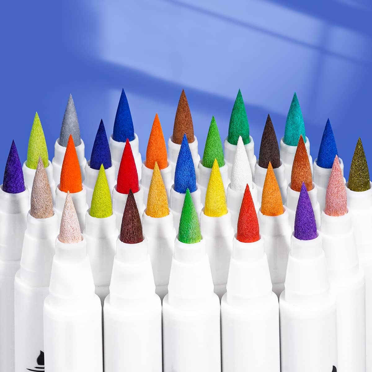 Arrtx Bolígrafos de pintura acrílica de 30 colores (65B) para pintura de rocas, punta de pincel extra, marcadores de pintura a base de agua para piedra, vidrio, huevo de Pascua, madera y pintura de tela
