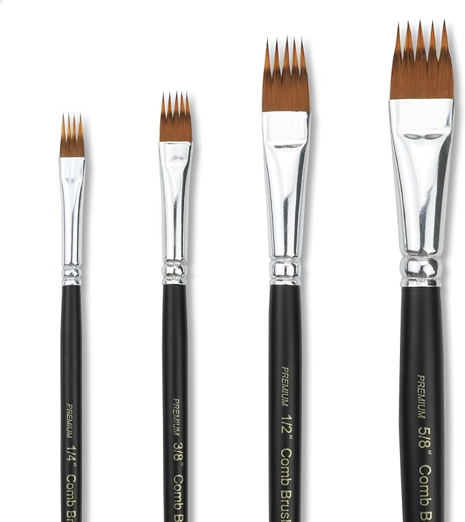 RESERVA - Juego de Peine de Pincel de Pintura - 4 Piezas Pinceles Profesionales Grainer para Pintura Acrílica, Óleo y Acuarela - Pinceles de Textura para Artistas y Principiantes, Mango Corto