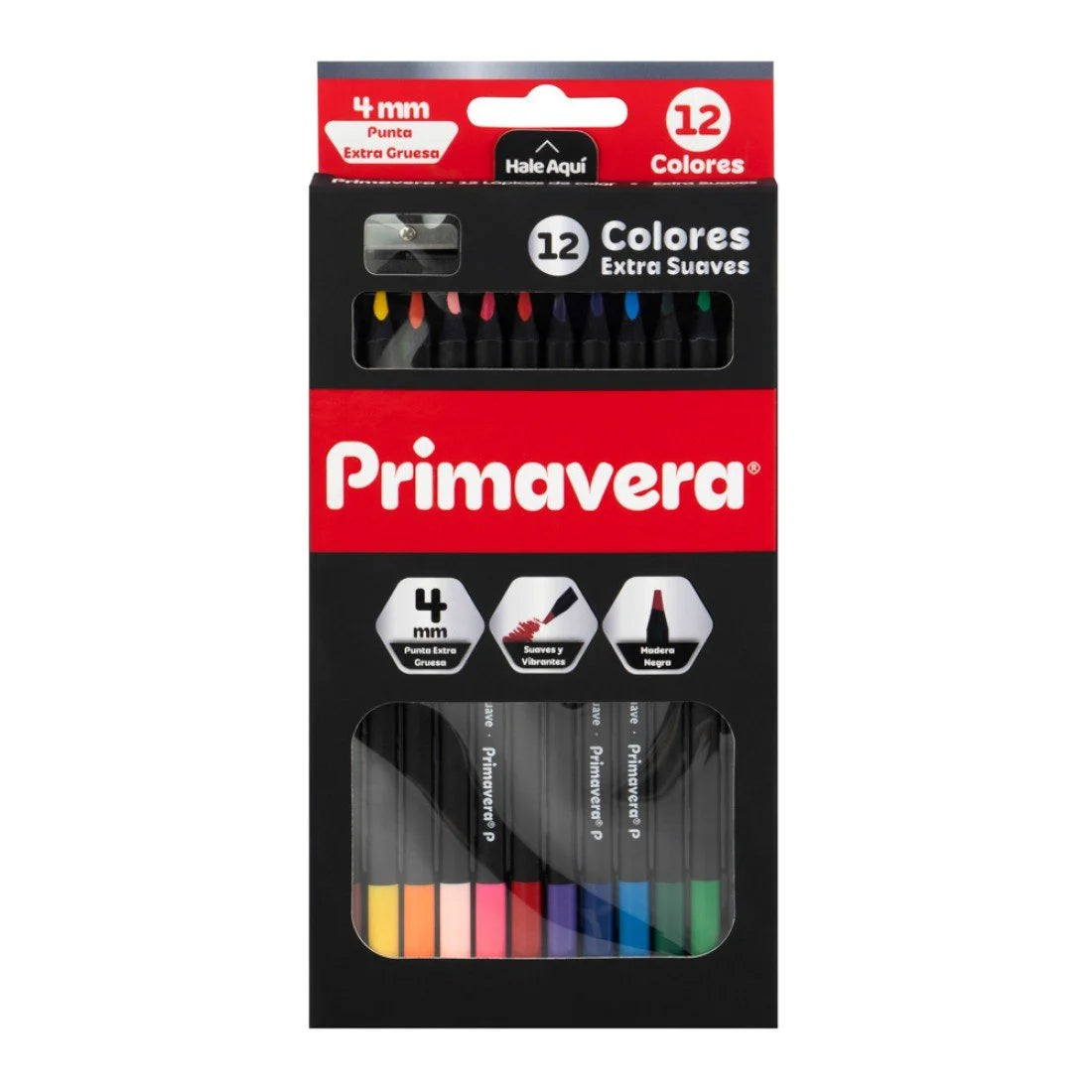 Primavera - Crayón de Madera 12 Col. 13016 Negro