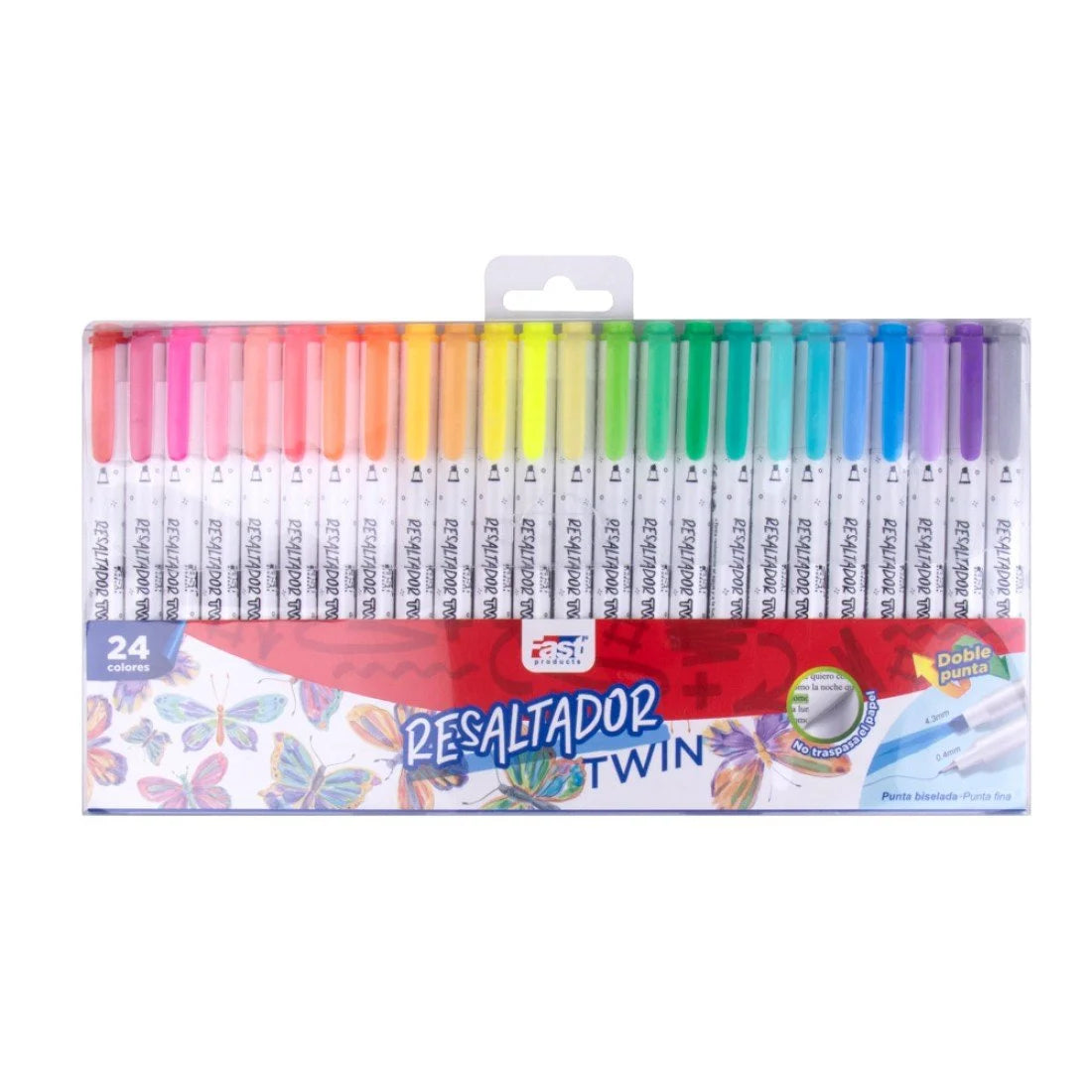 FAST - RESALTADOR EN ESTUCHE TWIN BISELADO FINO 24 COL