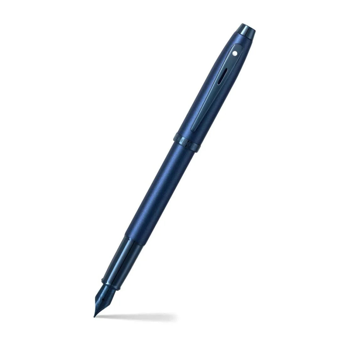 Pluma estilográfica Sheaffer® 100 9371 azul satinado con detalles en PVD azul. Punta media