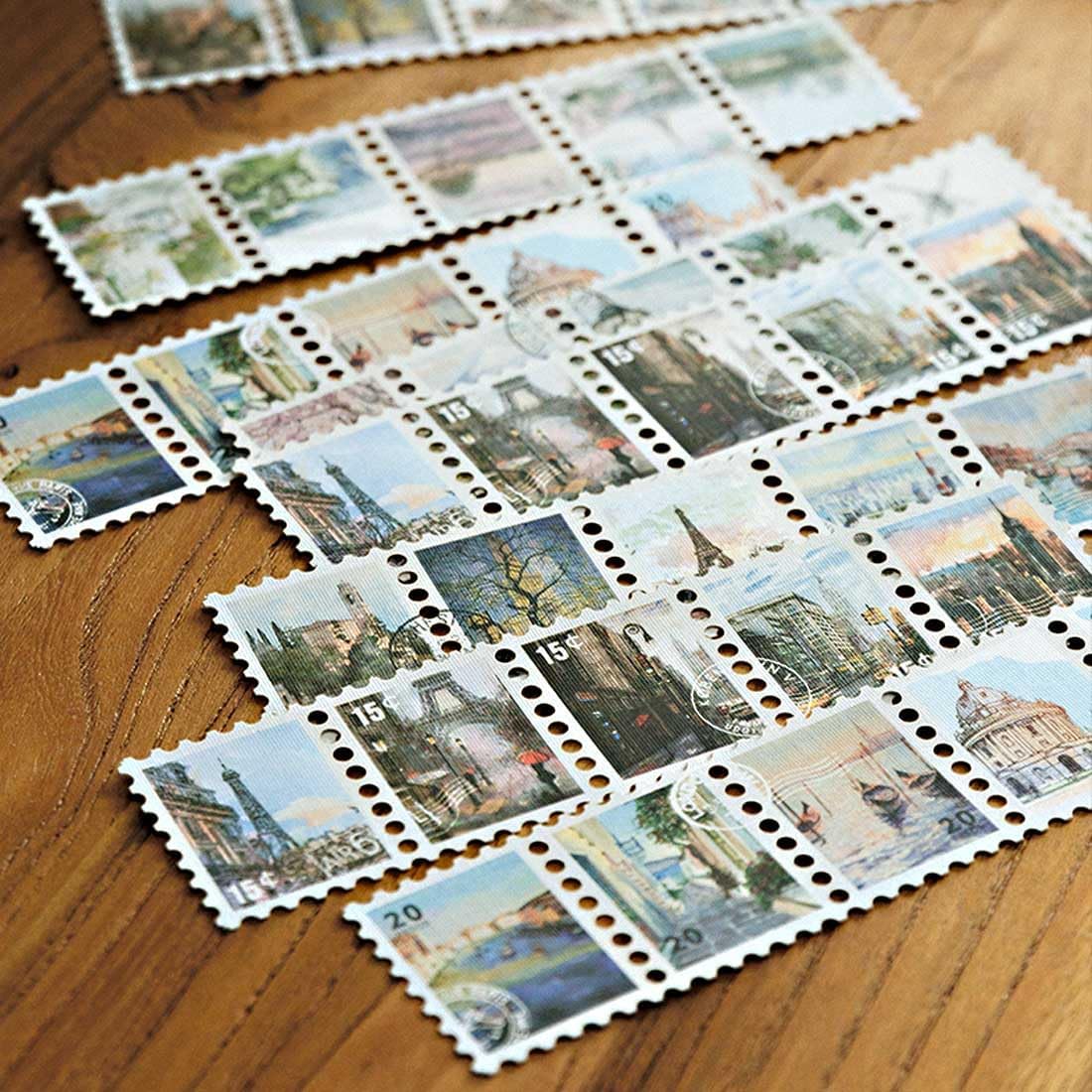 Juego de 100 piezas de álbumes de recortes postales, calcomanías de sello postal vintage KEEPLIVINGFASTER