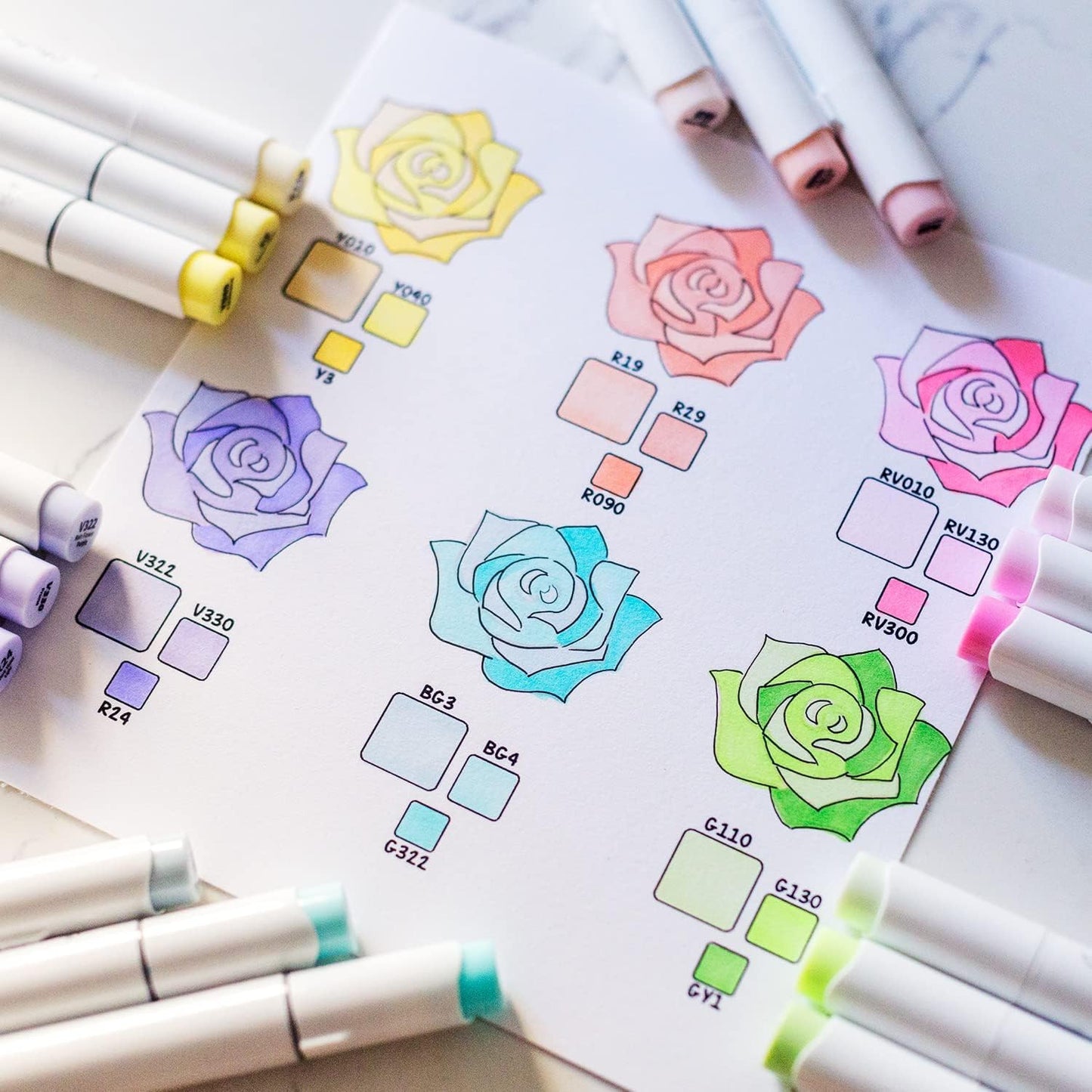 Ohuhu Rotuladores de pincel de alcohol pastel, 48 nuevos colores pastel Ohuhu