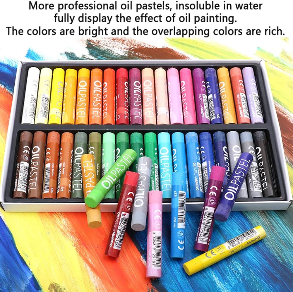 Mungyo - juego de pinturas al óleo pastel, pintura profesional, dibujo suave, grafiti, crayones lavables, redondos, no tóxicos, para artistas, niños, estudiantes, principiantes (50 colores)