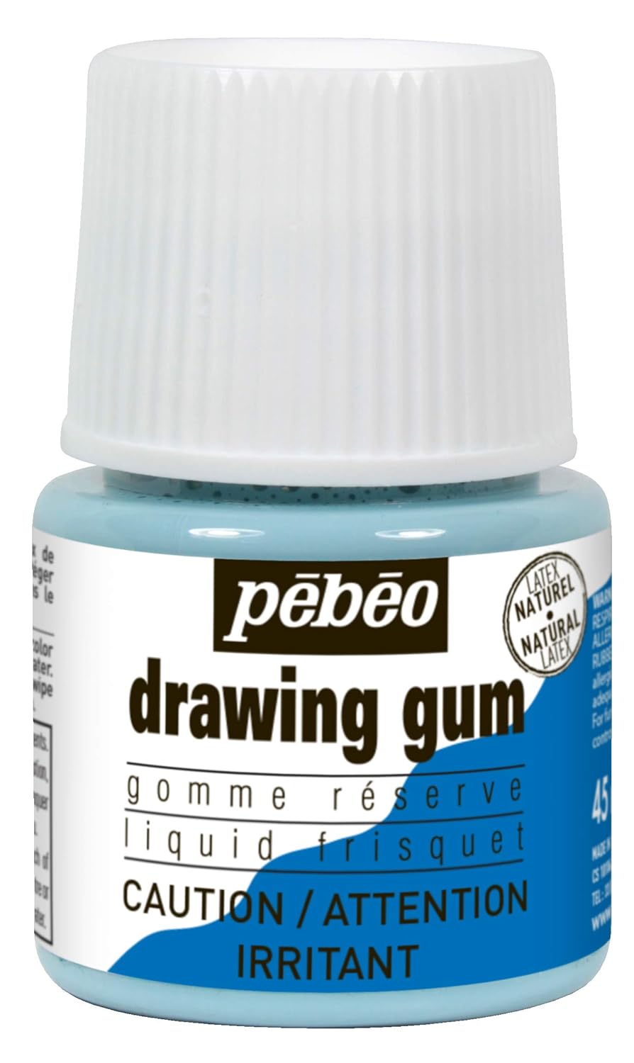 Pebeo Líquido de látex líquido de fácil pelar, goma de dibujo, se seca rápidamente, para tinta, acuarela, pintura de gouache e ilustración, suministros de bellas artes y manualidades, botella de 1.5 fl oz