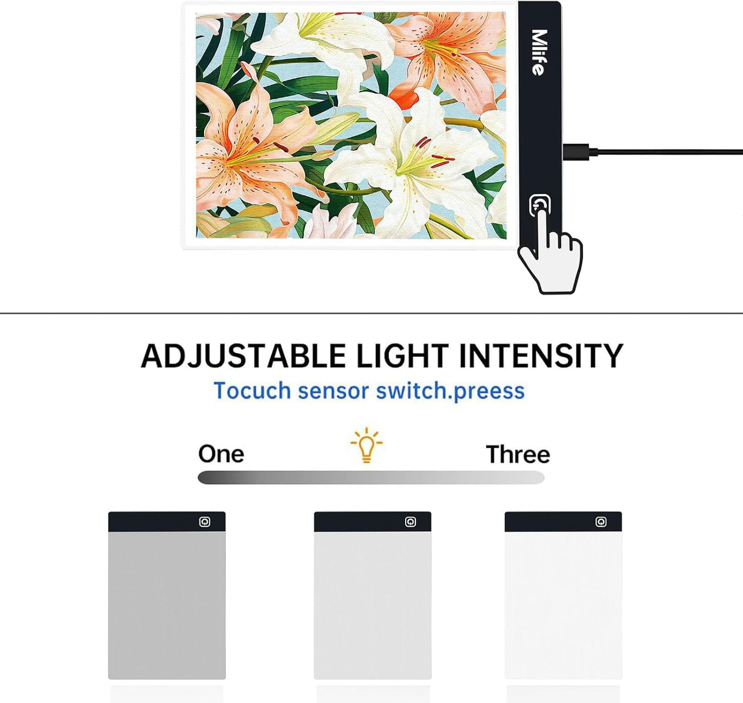 Tablero de luz A5 Caja de luz para trazar, mesa de luz LED para pintura de arte de diamante, almohadilla de luz ultrafina alimentada por USB para bocetos