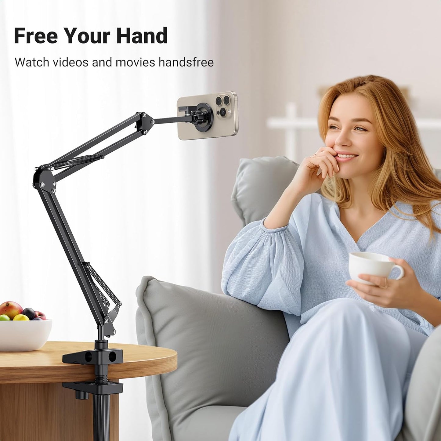 Soporte magnético de escritorio para teléfono para cama Magsafe mejorado cuello de cisne resistente compatible con iPhone 17 Air 16 15 14 13 12 Pro Max, soporte superior para teléfono celular