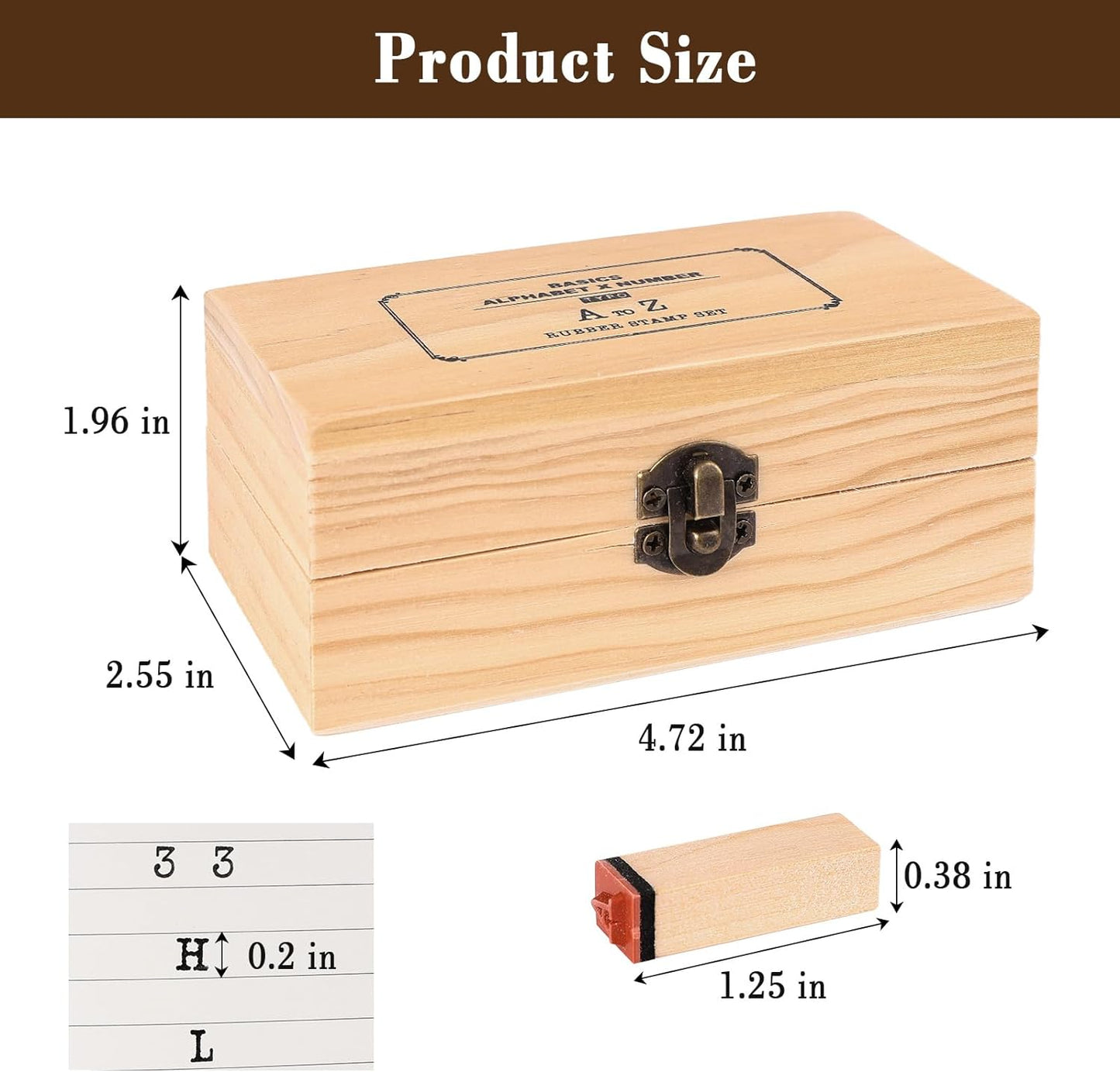 36 sellos de goma de madera, mini sellos de letras del alfabeto para tarjetas de manualidades y álbumes de fotos, juego de sellos de tinta para manualidades con caja de madera, color negro KEEPLIVINGFASTER