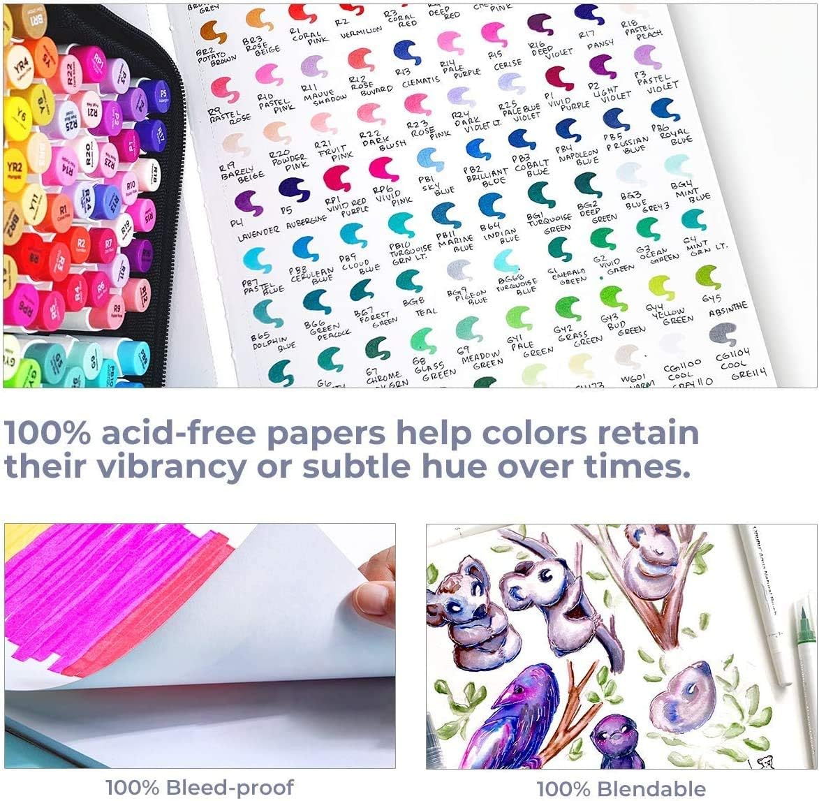 Ohuhu - Cuaderno de bocetos artísticos de 8.9 x 8.3 pulgadas, tamaño cuadrado portátil, 120 libras/200 GSM, 60 hojas/120 páginas, cuaderno de bocetos encuadernado en espiral para marcadores Ohuhu