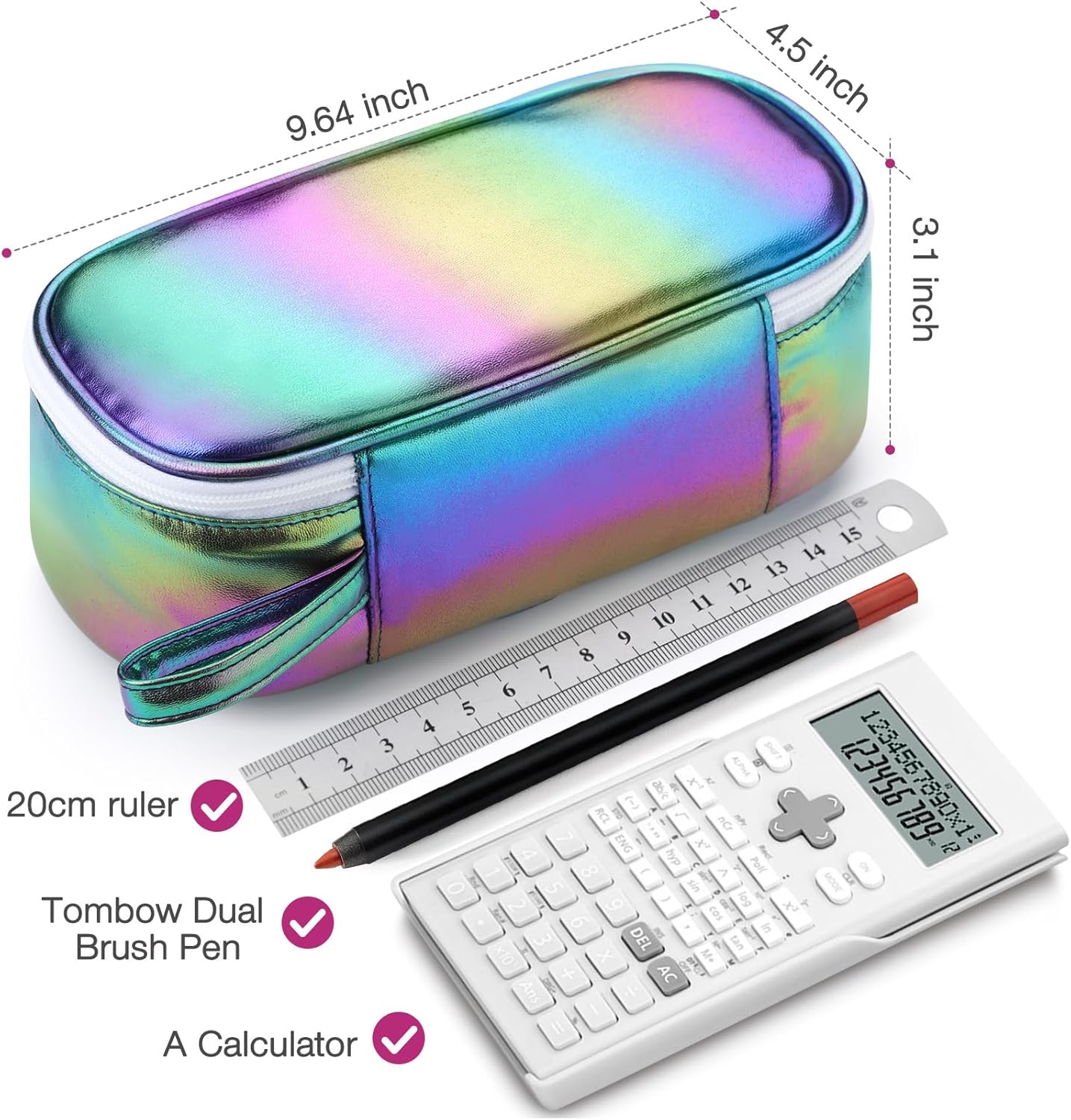 Estuche portátil de gran capacidad para lápices, suministros escolares para estudiantes universitarios, niñas, niños y adultos