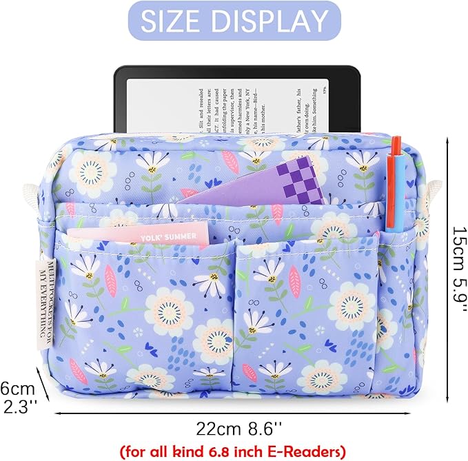 Organizador multifuncional de cartera, bolsa de viaje impermeable con cremallera, estuche de almacenamiento de suministros de diario para cuadernos, maquillaje, suministros de oficina. Flores moradas