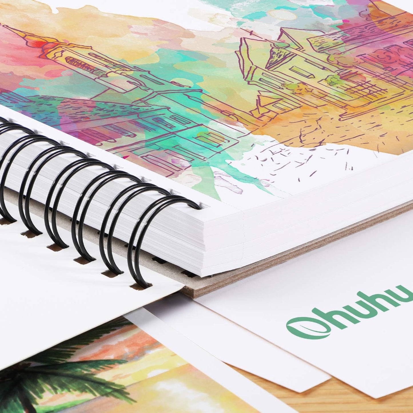 Ohuhu Bloc de dibujo artístico, 7.6 x 10 pulgadas, tamaño de papel grande, 120 libras/200 GSM, papeles de dibujo suaves y pesados, 60 hojas/120 páginas, cuaderno de bocetos encuadernado en espiral Ohuhu