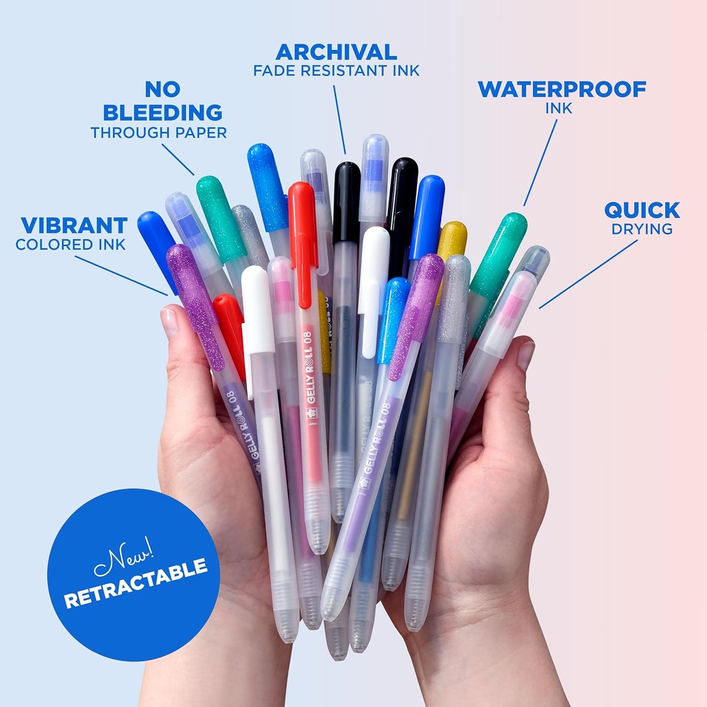 SAKURA Gelly Roll - Bolígrafos de gel retráctiles de colores, juego de colores brillantes, bolígrafo de tinta de punta media para diario, arte o dibujo, bolígrafos de gel de colores con purpurina. KEEPLIVINGFASTER