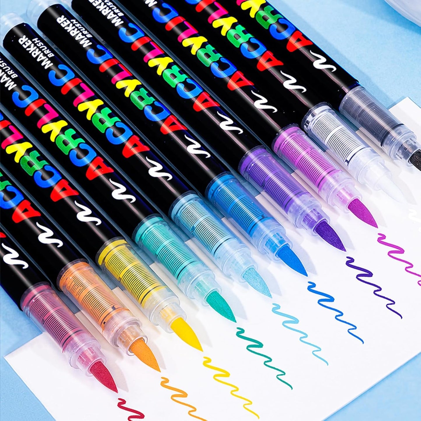 Bolígrafos de pintura acrílica de 36 colores, marcadores de pintura acrílica con punta de pincel suave, marcadores acrílicos impermeables de secado rápido para lienzo, pintura roca, madera,