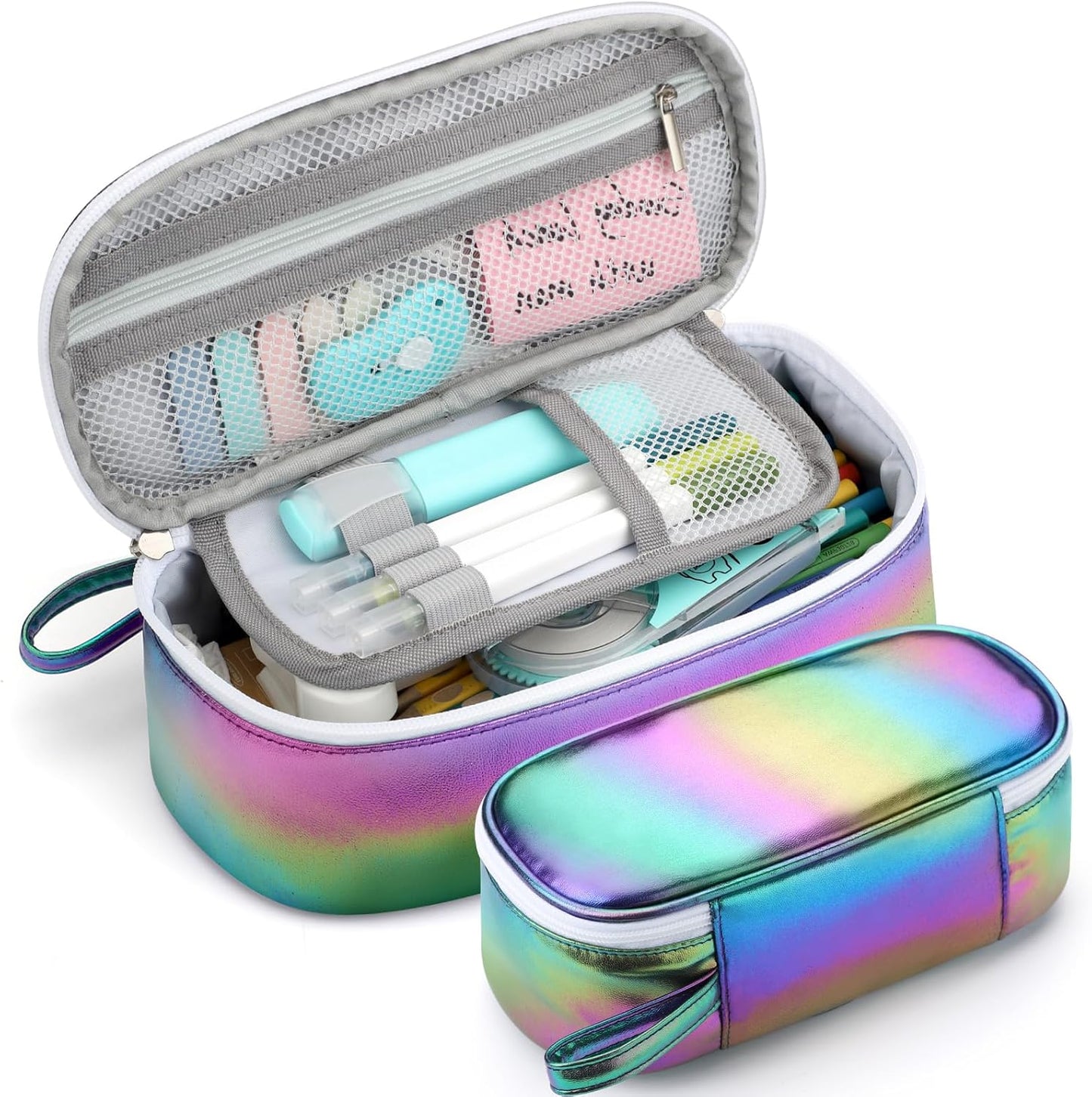 Estuche portátil de gran capacidad para lápices, suministros escolares para estudiantes universitarios, niñas, niños y adultos