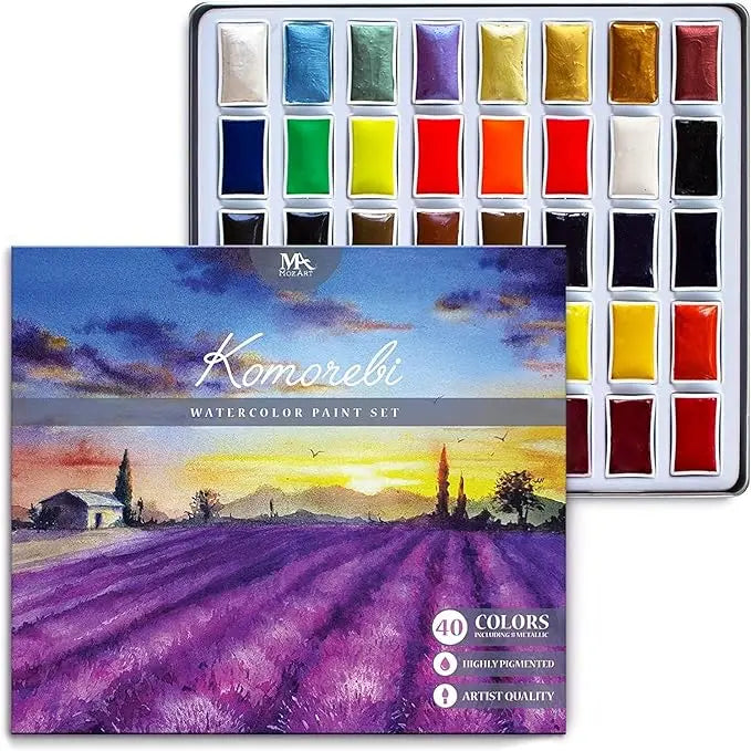 Mozart - Juego de pintura de acuarela japonesa de alta calidad, 40 colores KEEPLIVINGFASTER