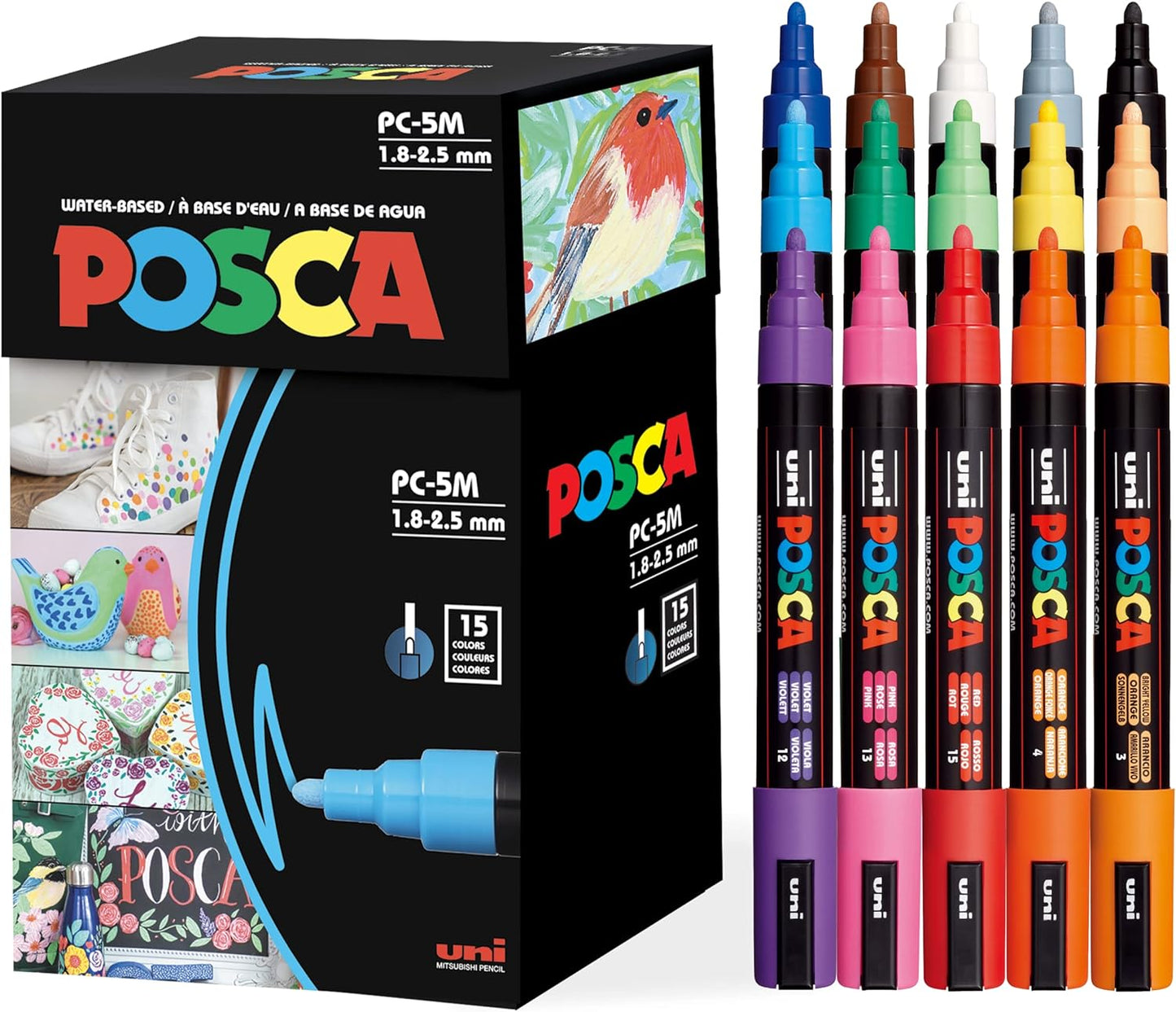 Posca Rotulador de pintura - punta media - juego de 15 KEEPLIVINGFASTER