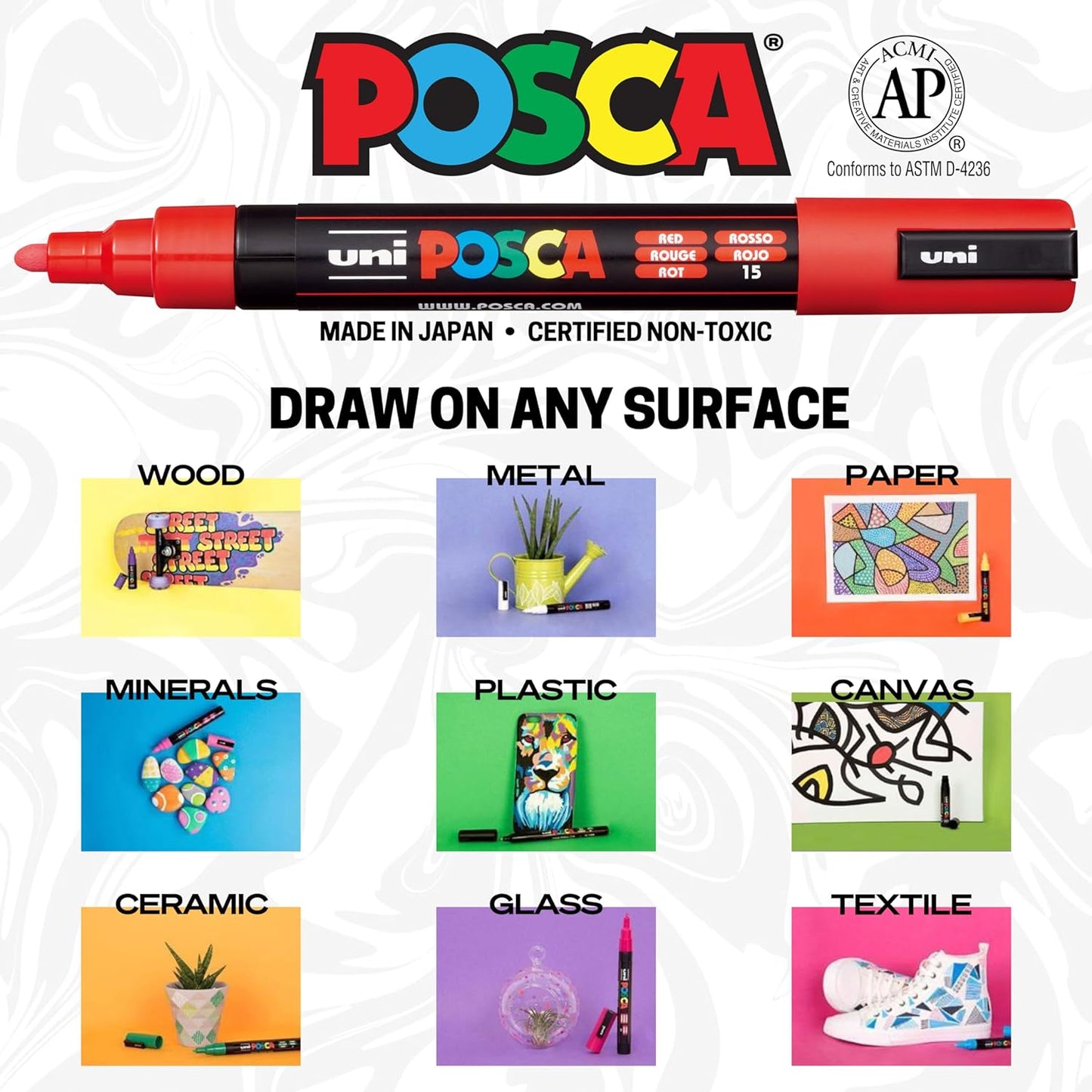 8 marcadores de pintura Posca, 3M Fine con puntas reversibles, juego de bolígrafos de pintura acrílica KEEPLIVINGFASTER