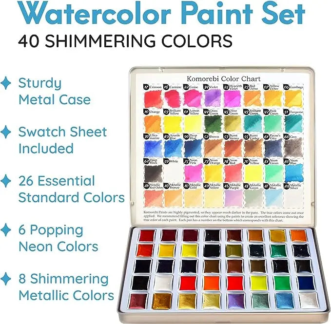 Mozart - Juego de pintura de acuarela japonesa de alta calidad, 40 colores KEEPLIVINGFASTER