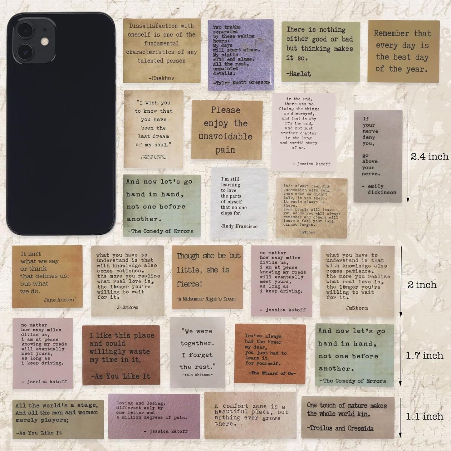 60 calcomanías motivacionales de estilo retro no repetitivo, estilo máquina de escribir, calcomanías inspiradoras vintage para diario, palabras famosas, álbumes de recortes para planificador KEEPLIVINGFASTER