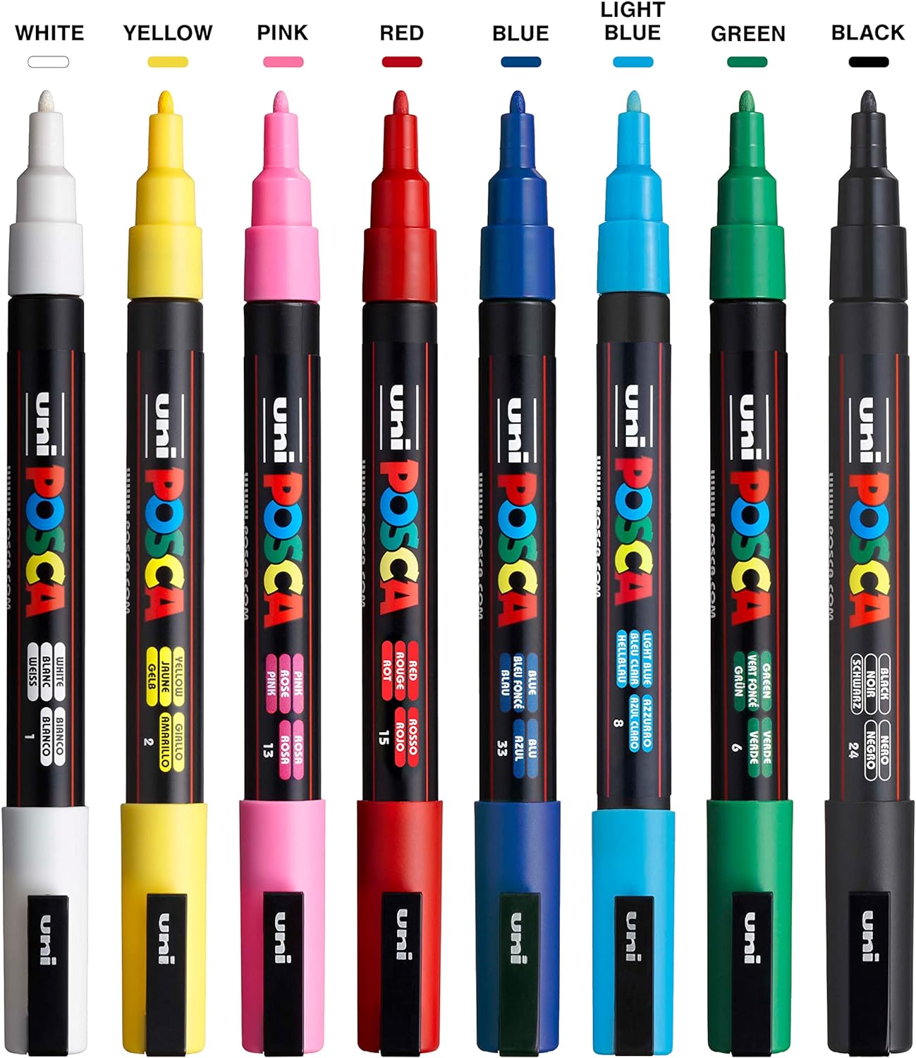 8 marcadores de pintura Posca, 3M Fine con puntas reversibles, juego de bolígrafos de pintura acrílica KEEPLIVINGFASTER