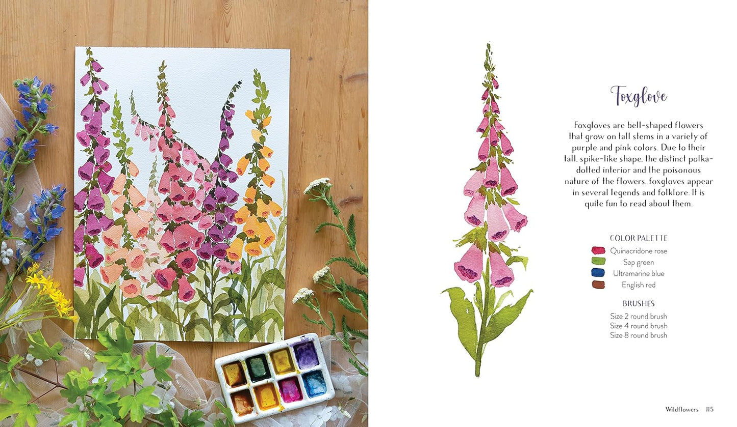 LIBRO EN INGLÉS - Acuarela de flores silvestres: la guía para principiantes para pintar hermosas flores
