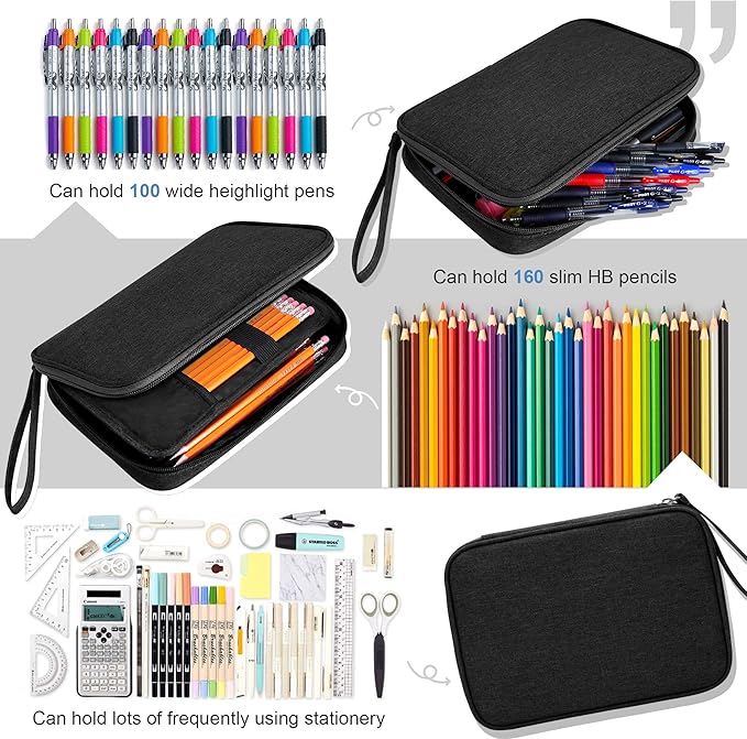 Cartuchera de gran capacidad para marcadores, lápices, lapiceras, papeles y sobres de carta, portador para billetera, diario, secundaria, oficina, universidad, estudiante, niña, mujer, adulto, adolescente