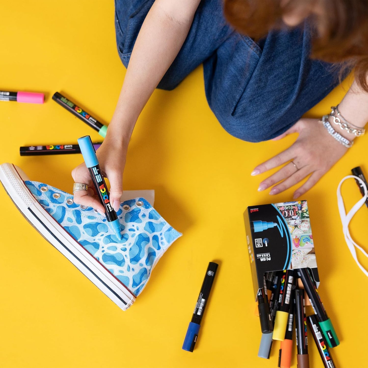 Posca Juego de rotuladores, 8 marcadores de pintura medianos 5M, tonos metálicos: oro, plata, bronce, azul, verde, rojo, rosa, violeta