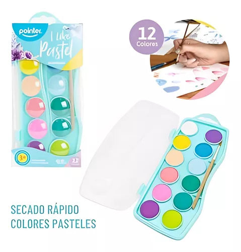 Pointer - Set acuarelas pasteles + Pincel - PASTEL