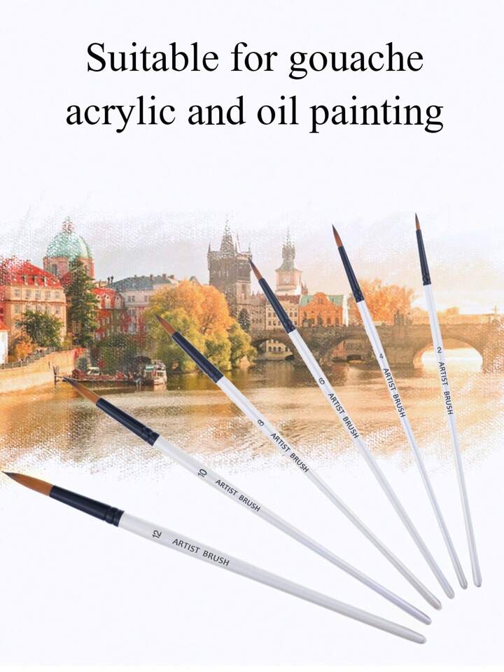 6 pinceles para Para Pintura Acrílica, Óleo, Acuarela, Pintura Corporal, Facial, Sobre Roca, Lienzo
