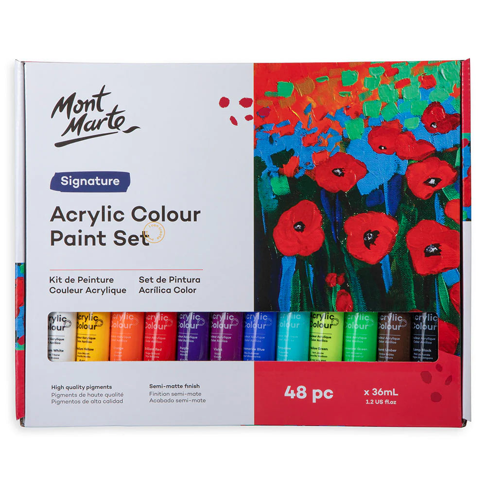 Mont Marte Set de pintura acrílica Signature, 48 unidades x 36 ml