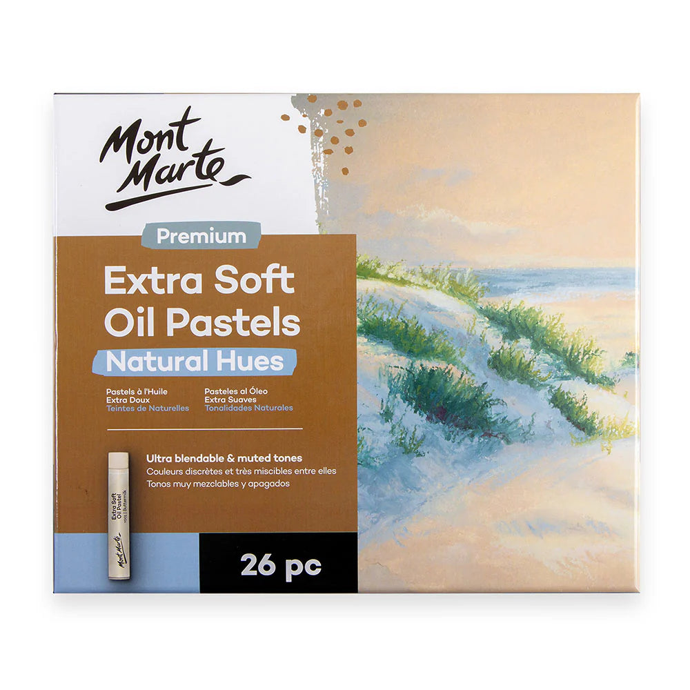 Mont Marte - Pasteles al óleo extra suaves en tonos naturales premium, 26 piezas
