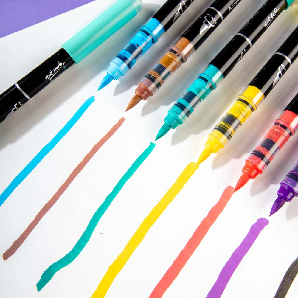 Mont Marte - Rotuladores de pintura acrílica de punta flexible premium, 12 unidades